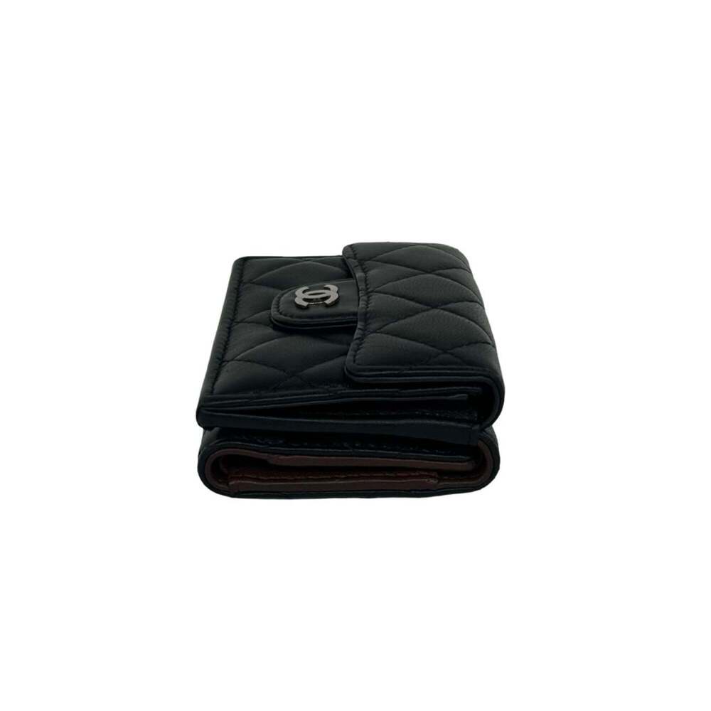 CHANEL Black Lambskin Leather Logo Wallet - Picture 5 of 10